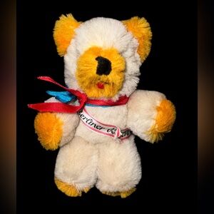 RARE VINTAGE MOHAIR BERLINER BEAR GERMANY 1960'S CRÈME ORANGE 6”